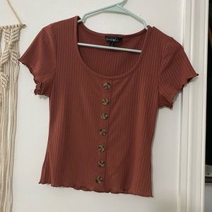 Derek Heart- Burgundy cropped shirt